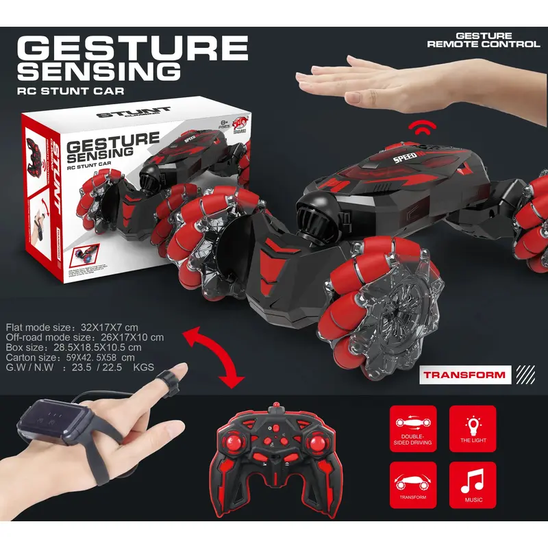 Gesture Sensing RC Transforming Stunt Car - Assorted Colours