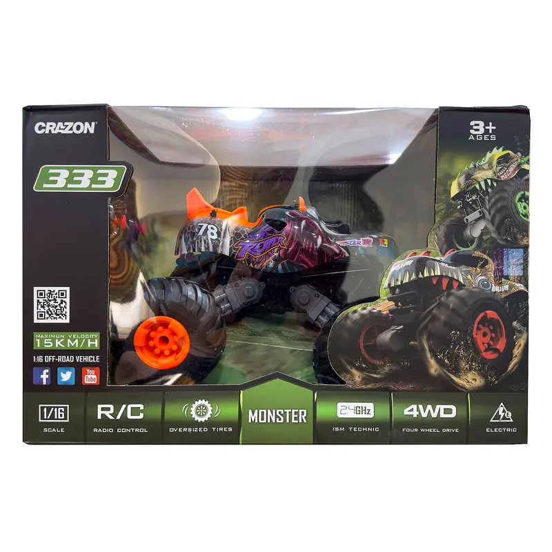 Big Wheel off-road Dinosaur RC Monster Truck - Orange