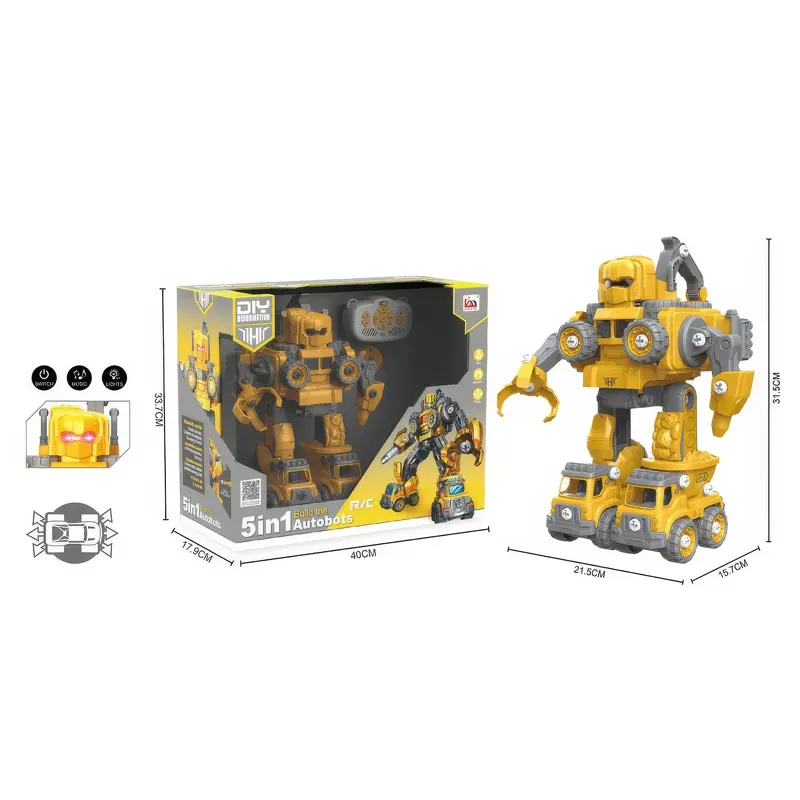 5-in-1 DIY Assemble Deformation R/c Construction Vehicle