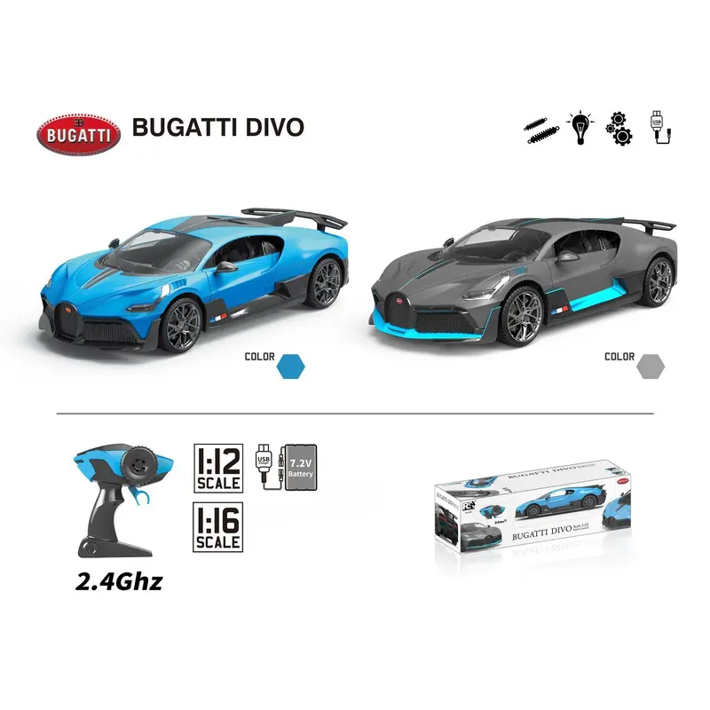 BUGATTI Divo Remote Control Car with Lights 1:16 Scale - Assortment