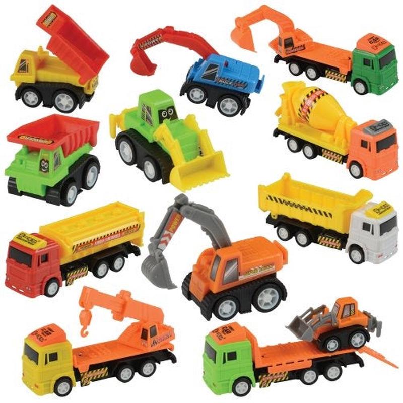 12-Piece Mini Construction Vehicle Set Trucks for indoor/Outdoor Play