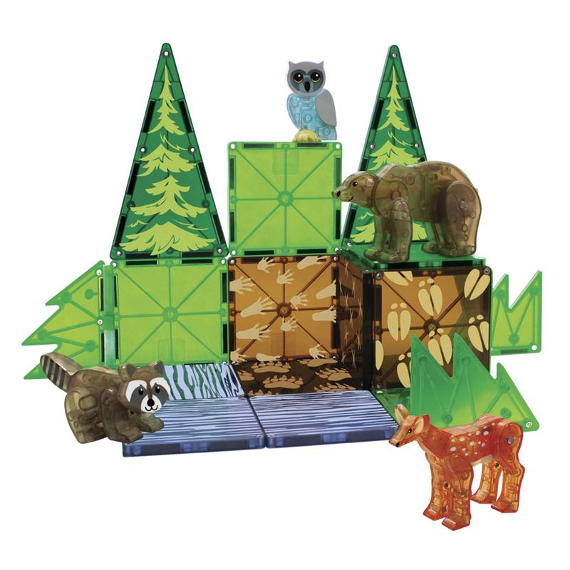 Magna-Tiles Forest Adventure Set | 25-Piece Magnetic Building Tiles with Woodland Animals