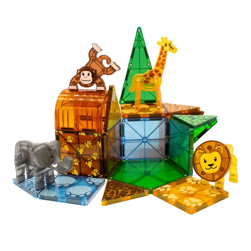 Magna-Tiles Safari Adventure Set | 25-Piece Magnetic Building Tiles with Wild Animal Friends