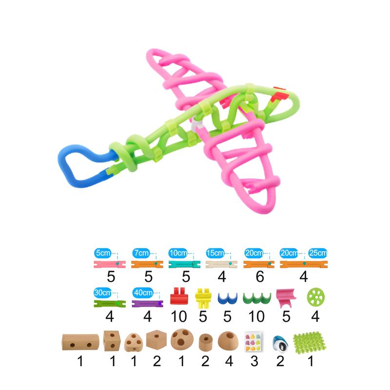 Bend-A-Build 94-Piece Flexible STEM Construction Toy Set | Open-Ended Building Tubes & Connectors