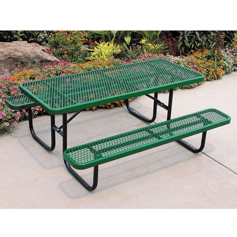 Heavy Duty 8\' Rectangular Picnic Table with Diamond-Shaped Pattern
