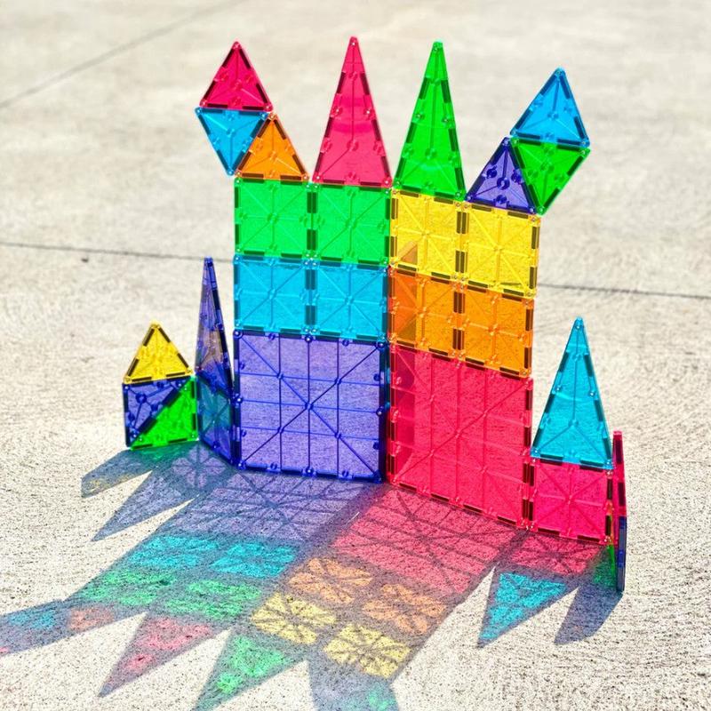 Clear Colors Magna-Tiles 100-Piece STEM Building Set | Magnetic, Translucent Tiles for Creative Play