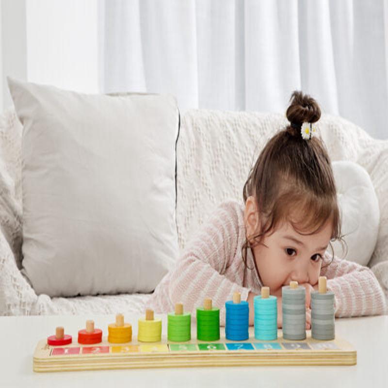 Classic World Counting Stacker - Colorful Wooden Ring Sorter