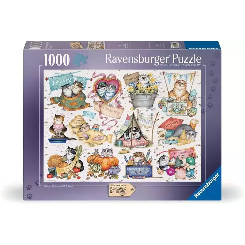 Crazy Cats: Cats Calendar 1000 Piece Jigsaw Puzzle